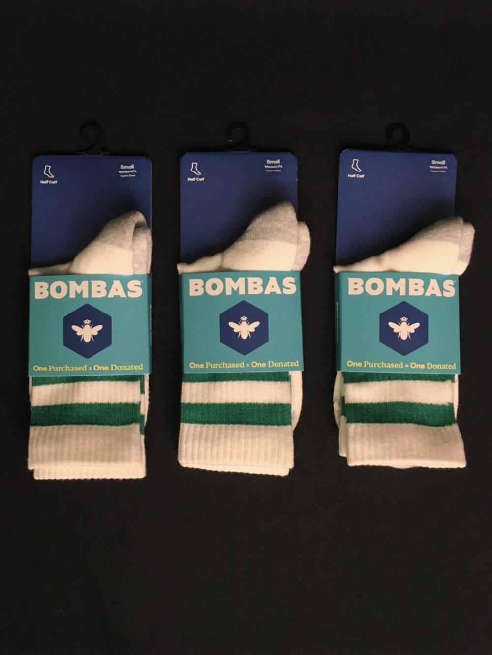 BOMBAS 3 x Pairs Vintage Stripes Cotton Blend Half Calf Socks SMALL NWT